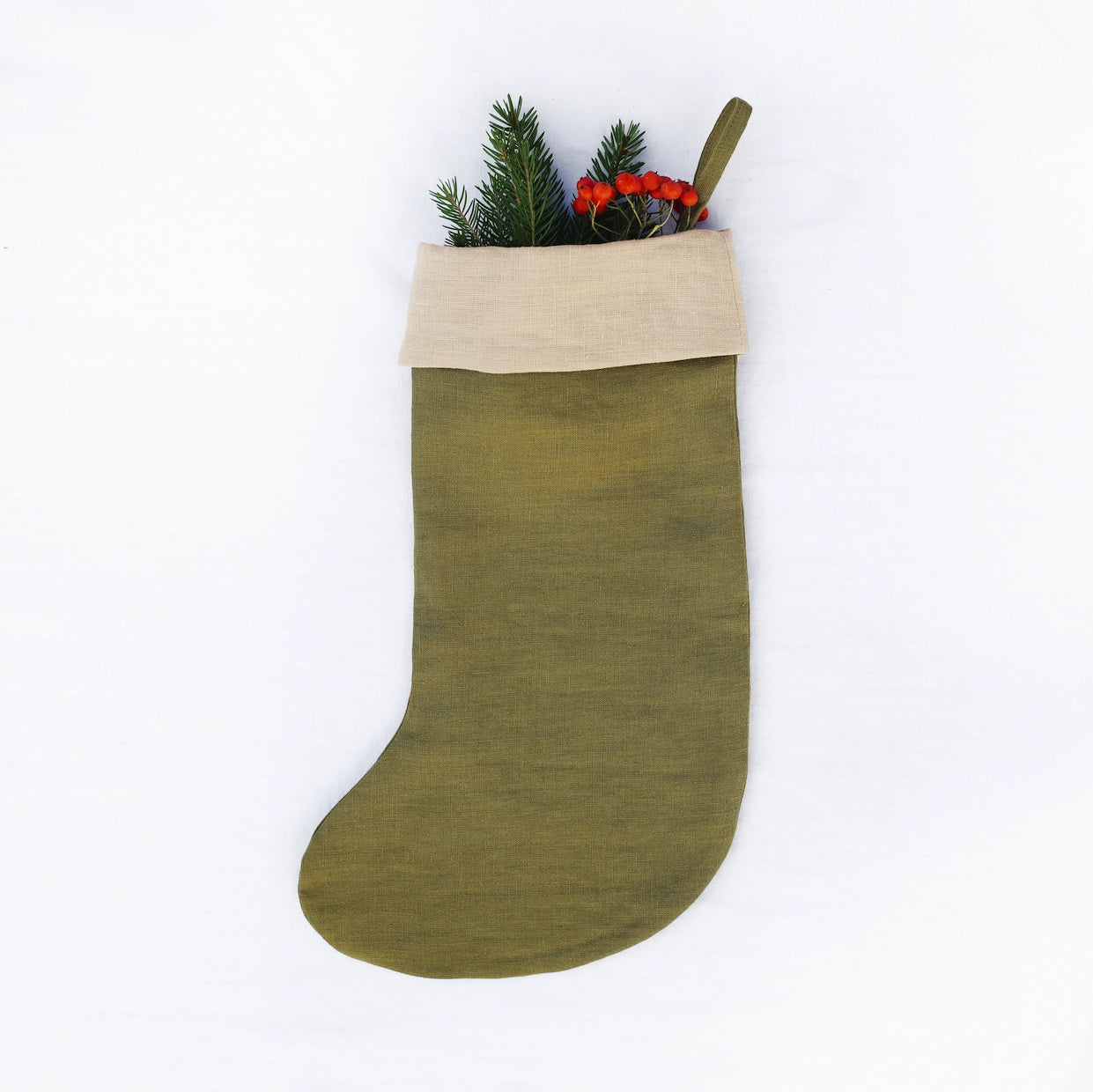 Linen Stocking | Olive Green